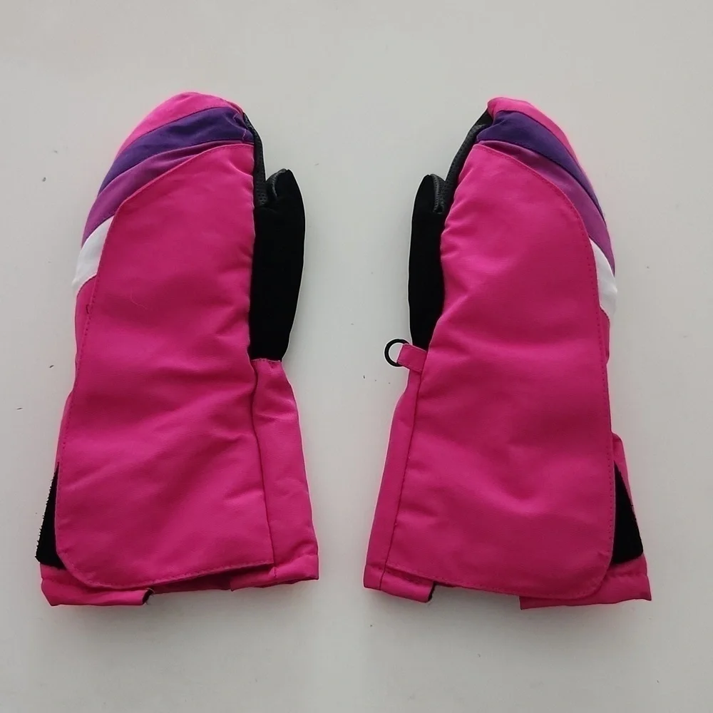 Kids 3M Thinsulate winter mittens gloves pink and black size 2-5
